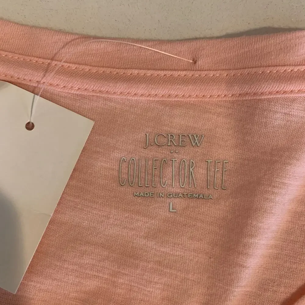 J Crew T Shirt Women L Large Pink Love Letters Graphic Collector Long Sleeve Tee